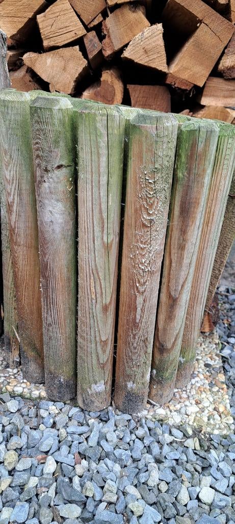 Halve houten borderpaaltjes 40 cm hoog, Ophalen, Gebruikt, 25 tot 50 cm, Border