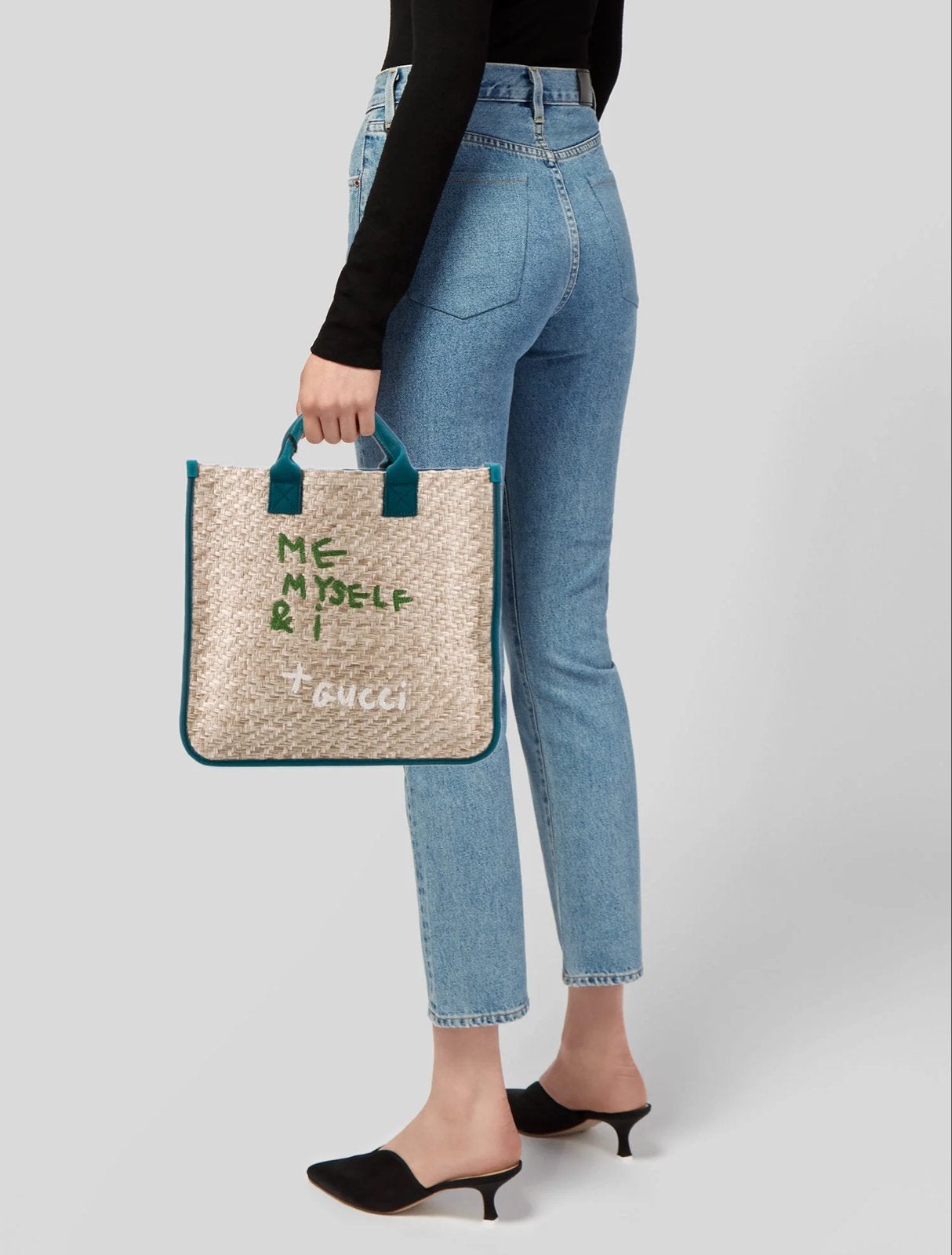 Gucci ‘Me Myself & I + Gucci’ Stro/Blauwgroene Totebag, Ophalen, Zo goed als nieuw, Beige, Shopper