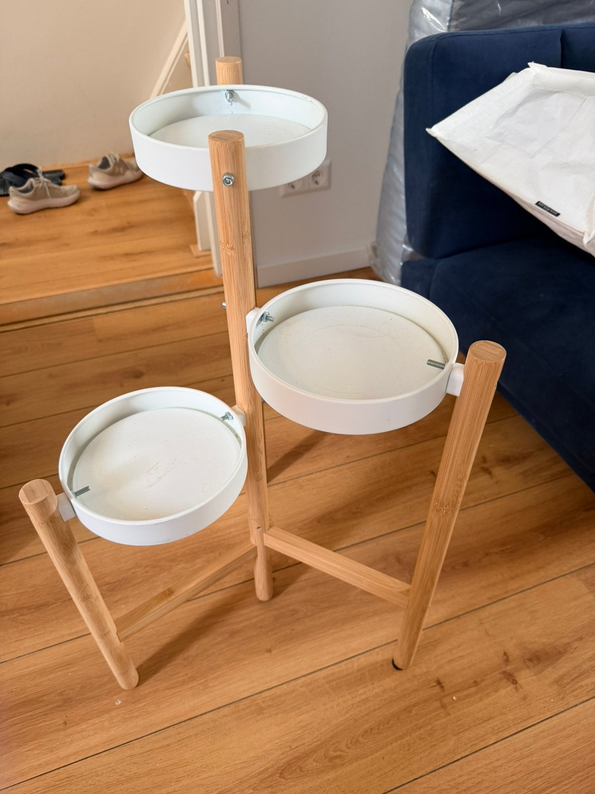 IKEA SATSUMAS plantenstandaard – bamboe/wit – 78 cm, Huis en Inrichting, Ophalen, Gebruikt