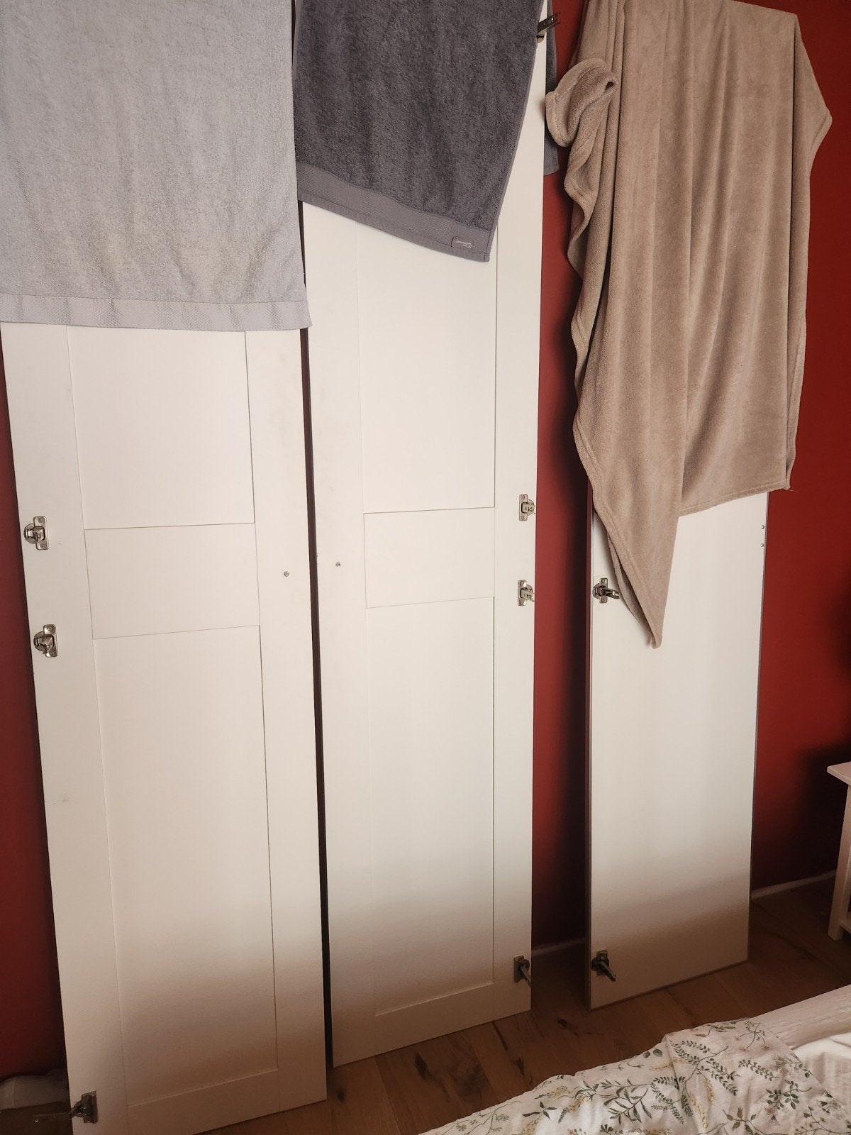 pax deuren 2x GRIMO wit en 1x spiegelglas AHEIM, Huis en Inrichting, Kasten | Kledingkasten, Gebruikt, 200 cm of meer, Overige materialen