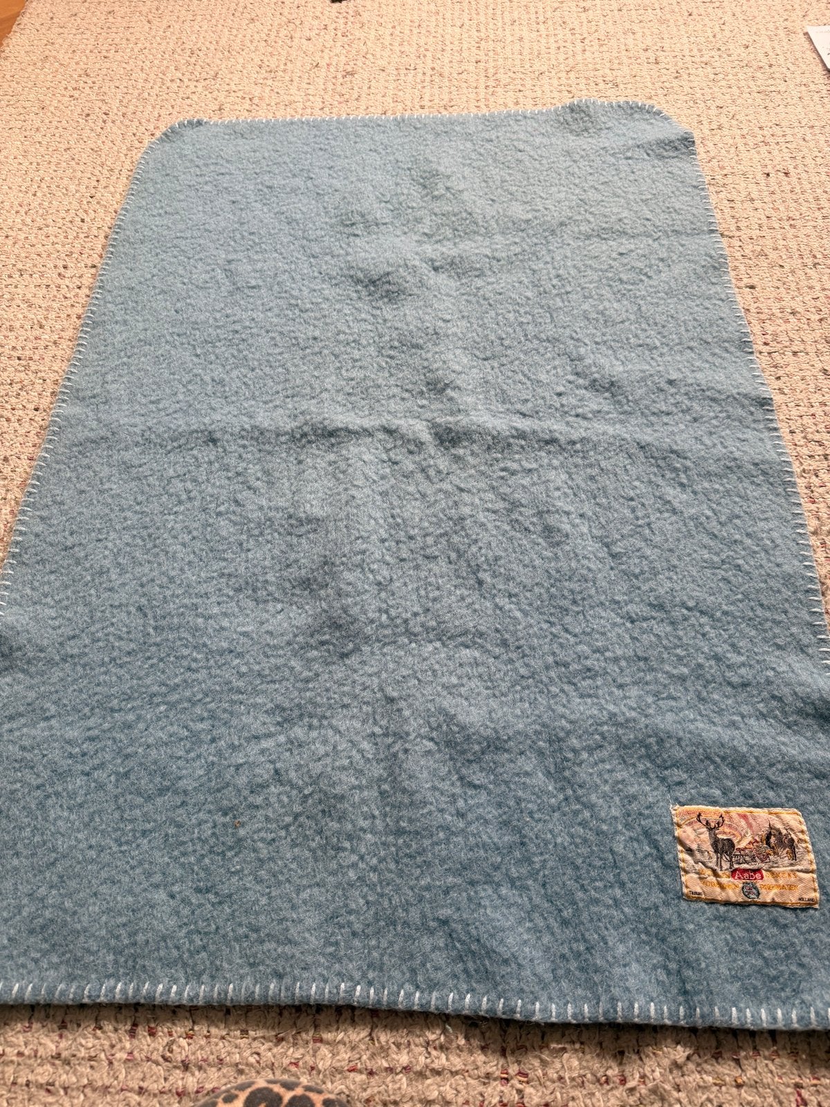 Aabe wollen deken 70x100 cm, Kinderen en Baby's, Ophalen of Verzenden, Blauw, Deken