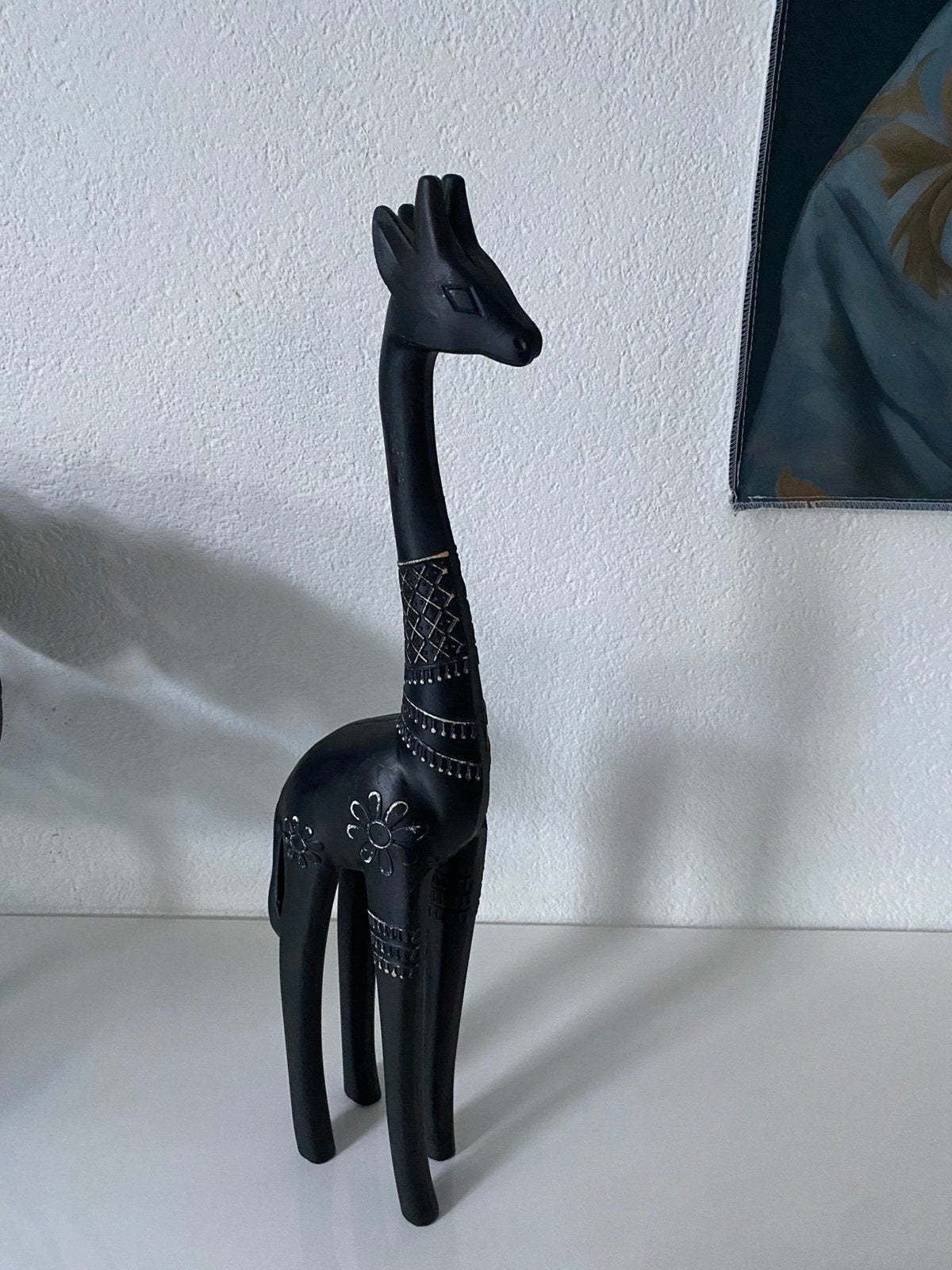 Beeldje giraffe, polyresin, zwart, Ophalen