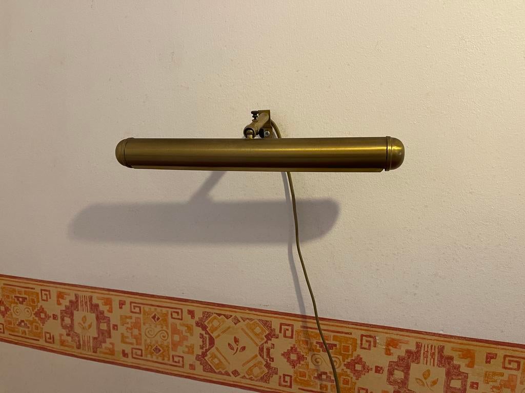 Vintage messing schilderijlamp/wandlamp, Ophalen, Gebruikt, Metaal