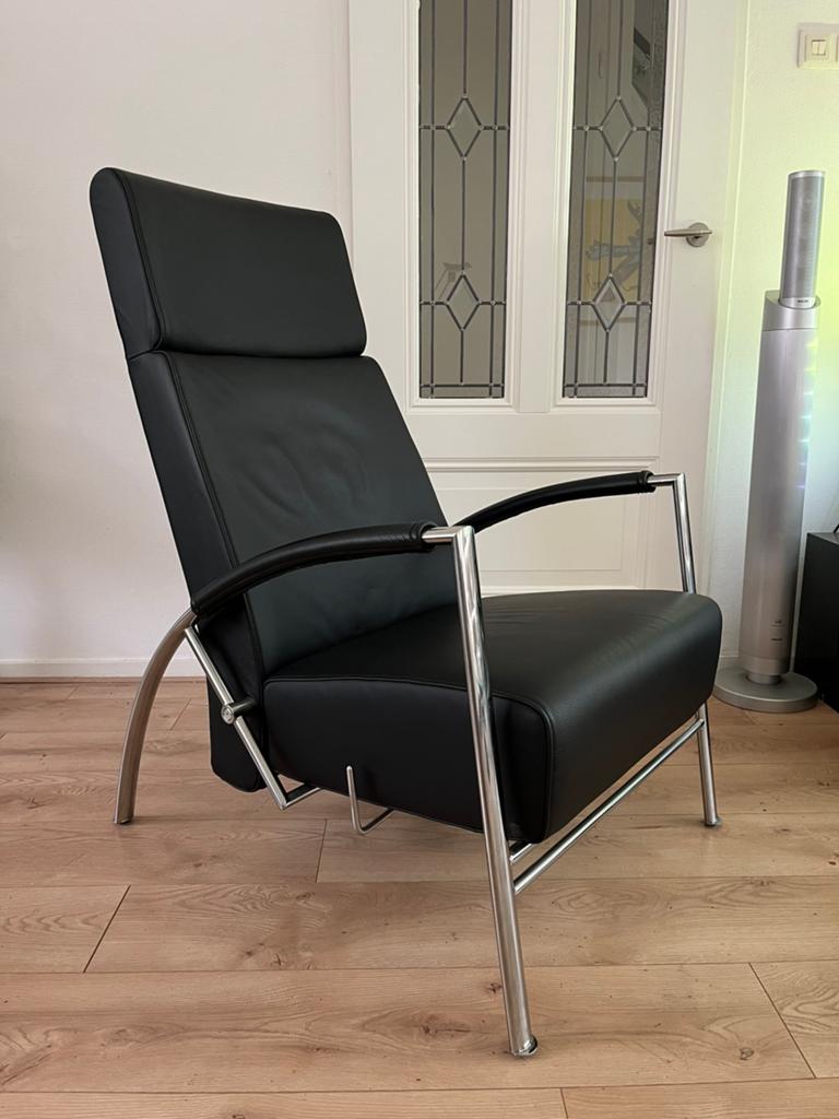 Harvink Fauteuil model de Club Relax Zwart leer IZGST., Design, 75 tot 100 cm, Ophalen of Verzenden, Zo goed als nieuw