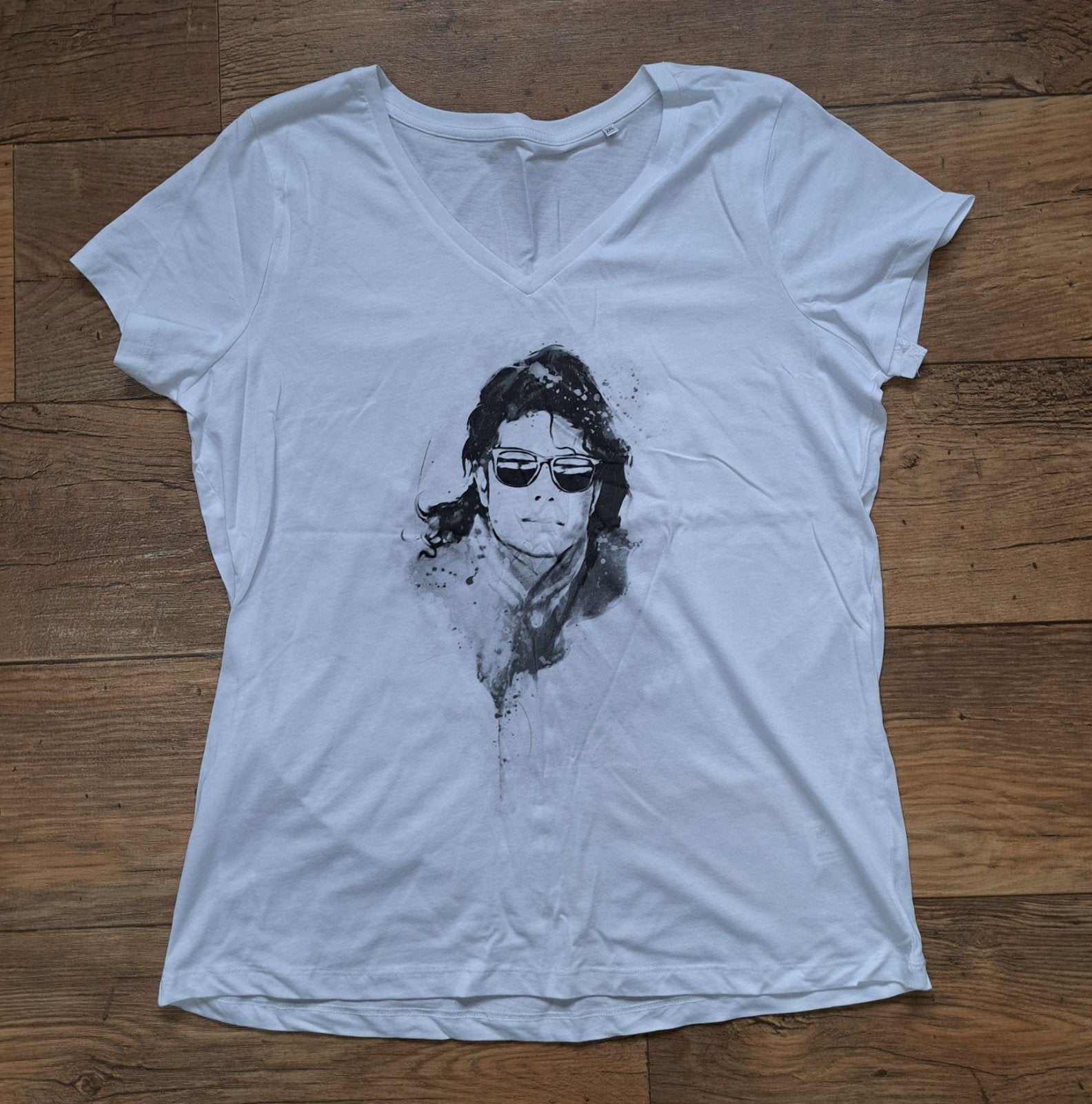 Wit T-shirt met Michael Jackson print getailleerd xl, Maat 38/40 (M), Wit, Ophalen of Verzenden, Onbekend