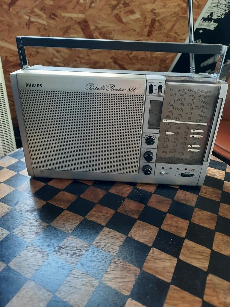 Philips Portable Receiver 800 - Vintage Wereldontvanger, Audio, Tv en Foto, Radio's, Ophalen of Verzenden, Gebruikt, Wereldontvanger