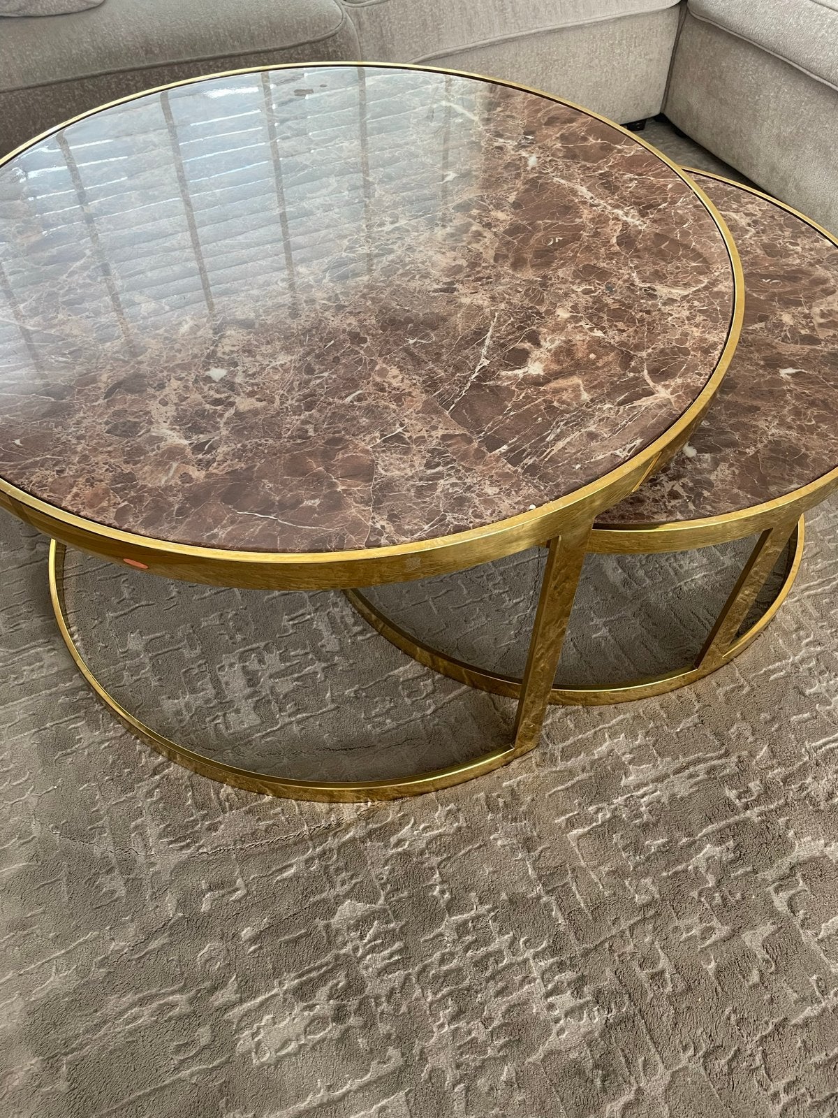 Luxe Marmeren Salontafel Set - Erik Kuster Eicholtz Stijl, Rond, Zo goed als nieuw, Metaal, 5 – 50