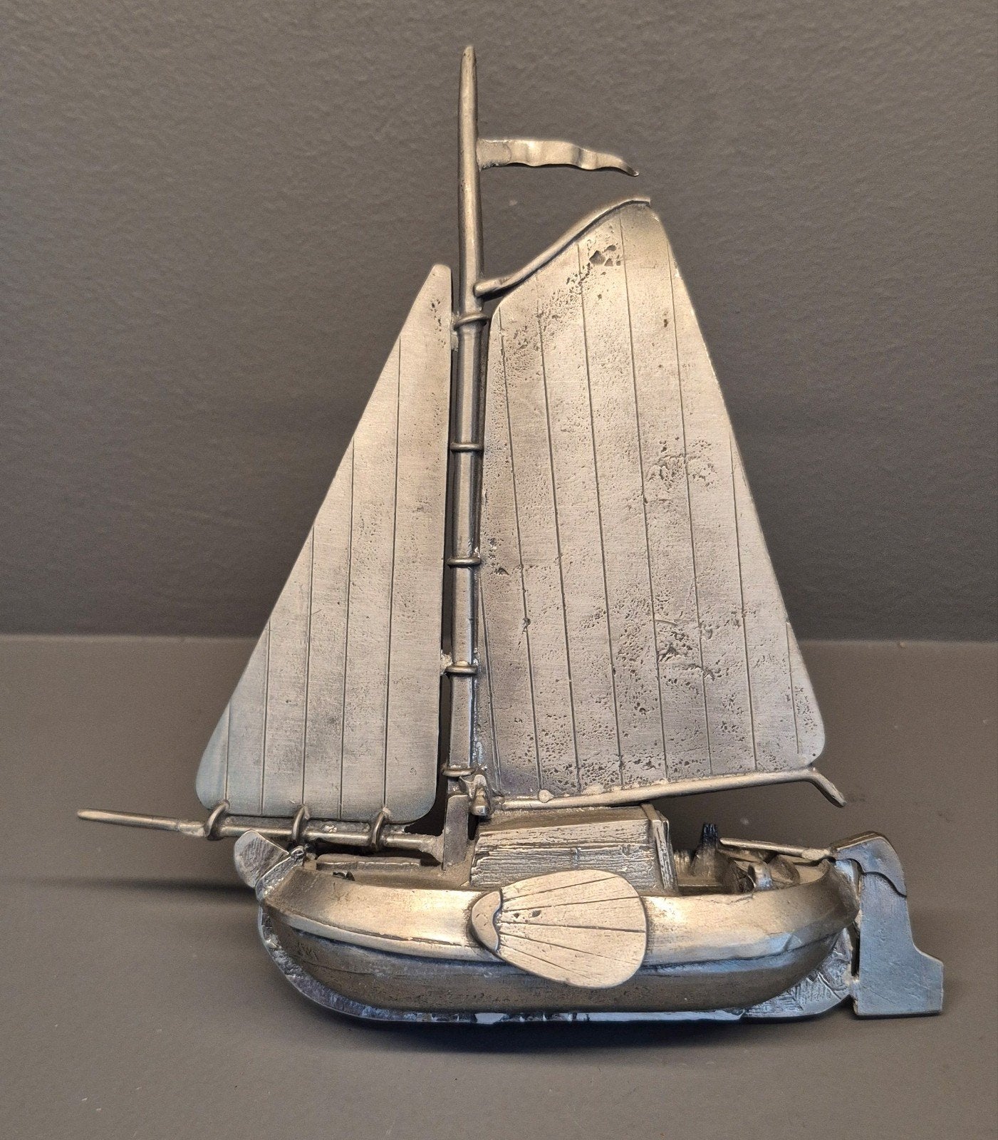 Vintage Tinnen Zeilboot - Decoratief Model 18 CM, Antiek en Kunst, Antiek | Tin, Ophalen of Verzenden