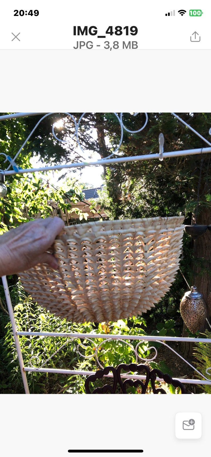 Rieten mand fruitschaal, kunt er ook een lampenkap 42x20cm, Ophalen, Overige typen, Rond, Zo goed als nieuw