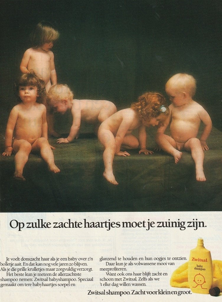 retro reclame 1986 Zwitsal baby shampoo zachte haartjes, Verzamelen, Retro, Verzenden, Overige typen