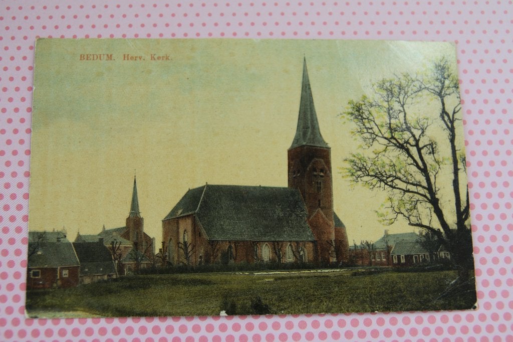 Bedum Hervormde kerk, Verzamelen, Ophalen of Verzenden, Voor 1920, Gelopen, Groningen