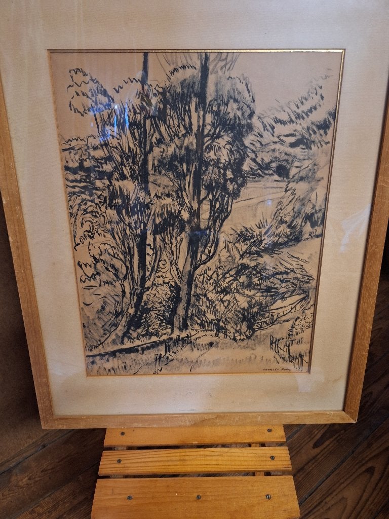 Tekening, Overige ondergronden, Landschap, Tekening, Klassiek