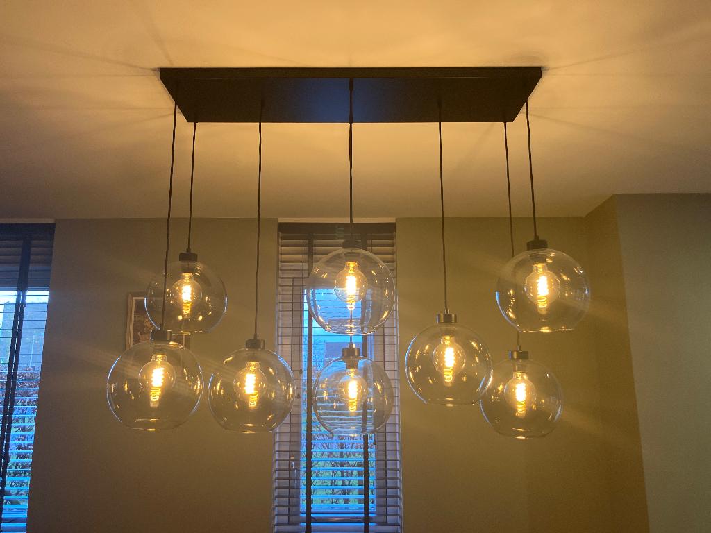 Exclusieve eettafel lamp., Ophalen, Zo goed als nieuw, Glas, Minder dan 50 cm