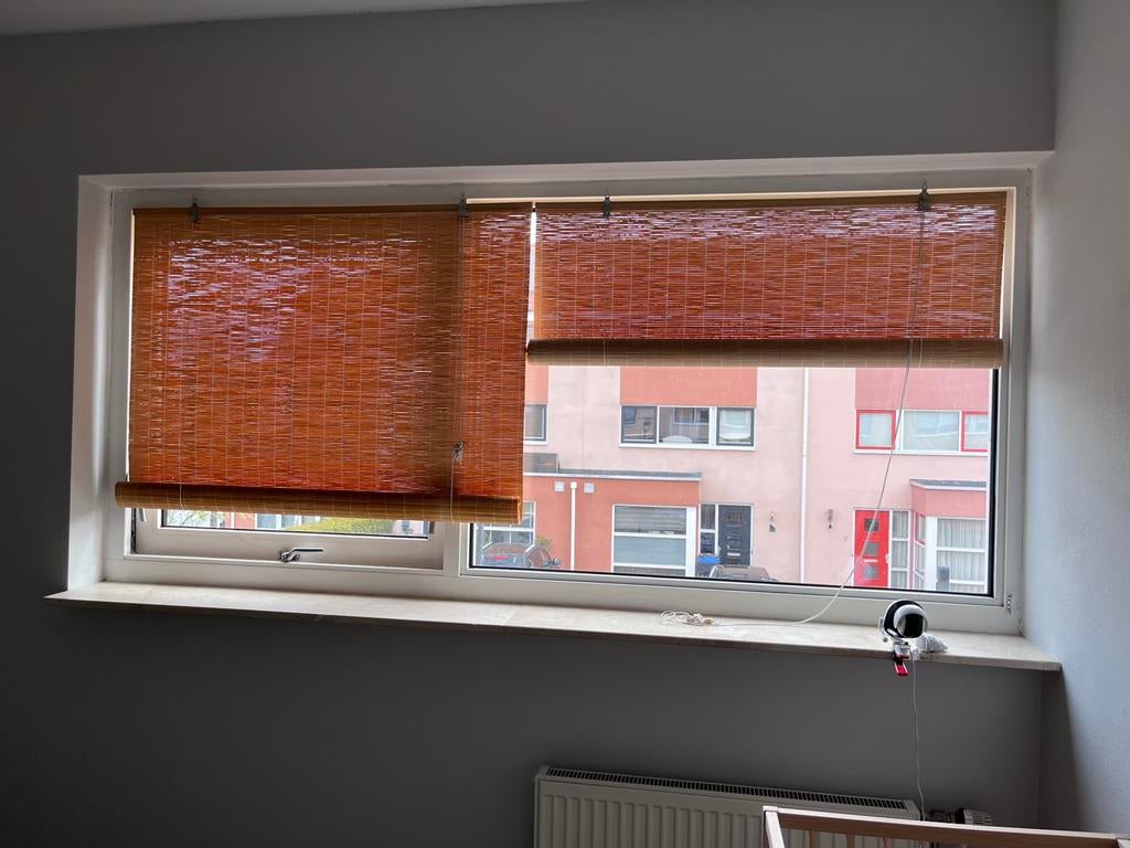 Bamboe rolgordijnen, Ophalen, Zo goed als nieuw, 100 tot 150 cm, 150 tot 200 cm