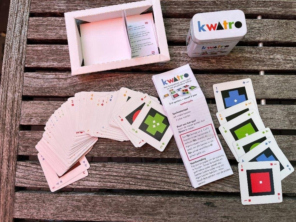 Kwatro, het fantastische grote spel in het piepkleine blikje, Een of twee spelers, Ophalen, Zo goed als nieuw, White Goblin Games