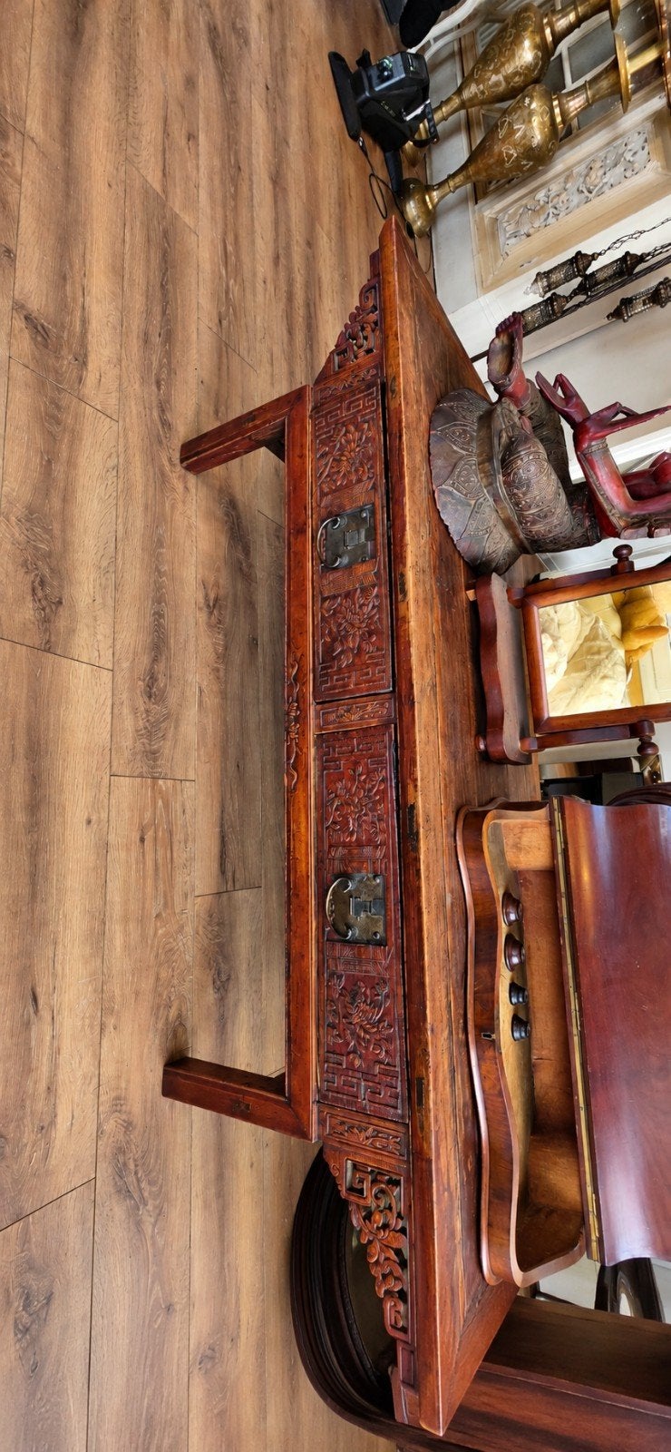 Prachtige antieke Chinese salontafel, rijkelijk handgesneden, Antiek en Kunst, Ophalen