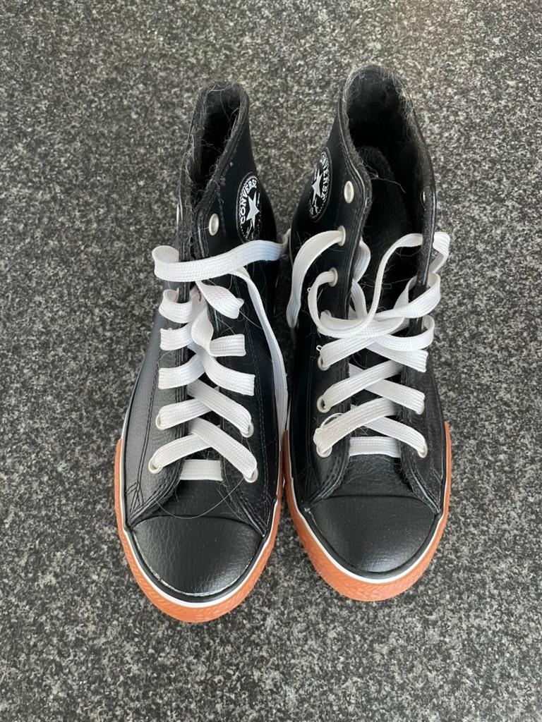 Converse All Stars Zwart Leer maat 37,5, Zwart, Converse, Ophalen of Verzenden, Sneakers of Gympen