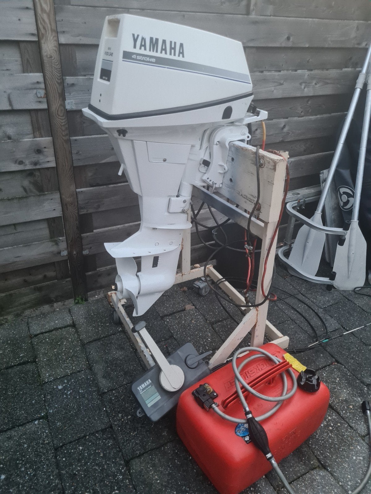 yamaha 9,9 pk 4 takt afstandsbediening+tank, Ophalen, Gebruikt, 5 tot 10 pk, Buitenboordmotor