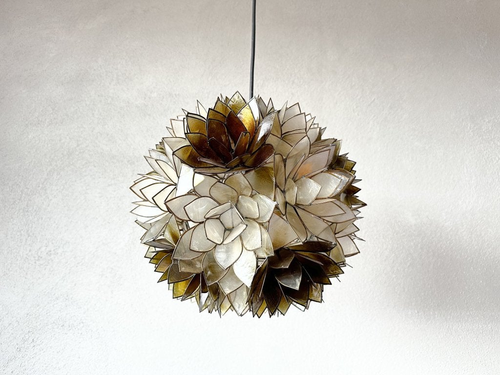 Vintage Capiz hanglamp, Niet ingevuld, Overige materialen, Mid century modern, Niet ingevuld