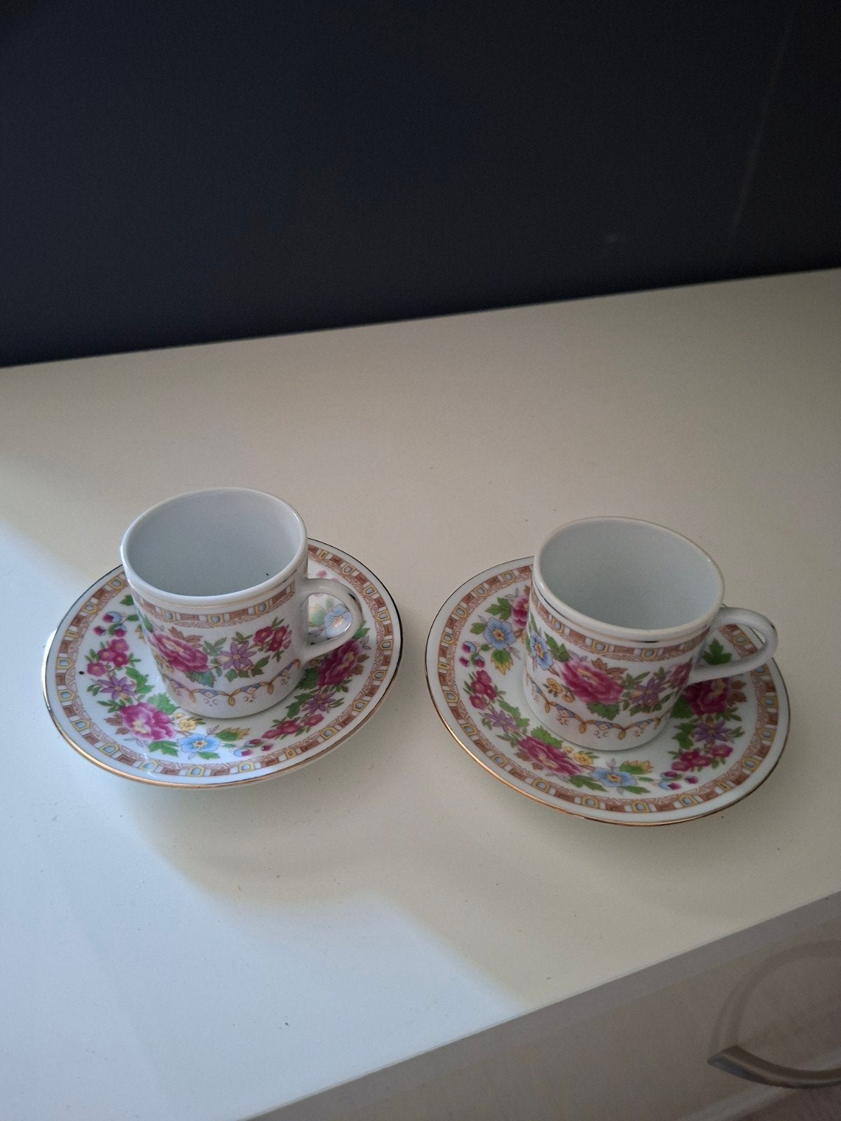 Brocante kleine kop en schotels, uit pronkkast v oma als nie, Ophalen of Verzenden