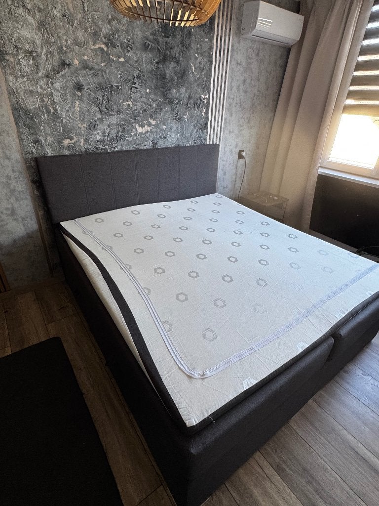 Prachtig boxspringbed 180x200 met grote opbergruimte, topper, Ophalen, Tweepersoons, Zo goed als nieuw, 180 cm