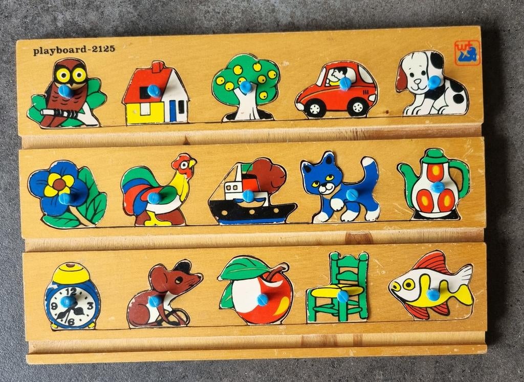 Vintage Houten Puzzel, Kinderen en Baby's, Speelgoed | Houten speelgoed, Ophalen, Gebruikt, Overige typen