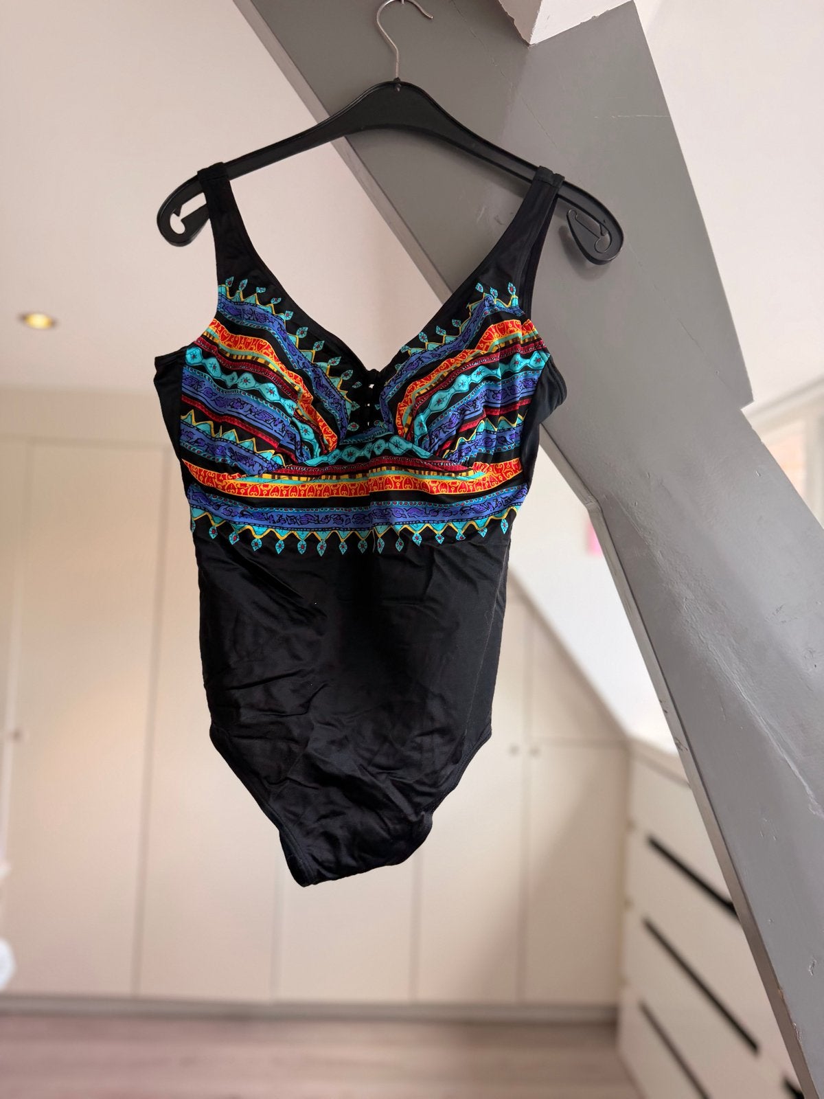 Sunflair badpak met kleurrijk patroon, Ophalen, Nieuw, Zwart, Badpak