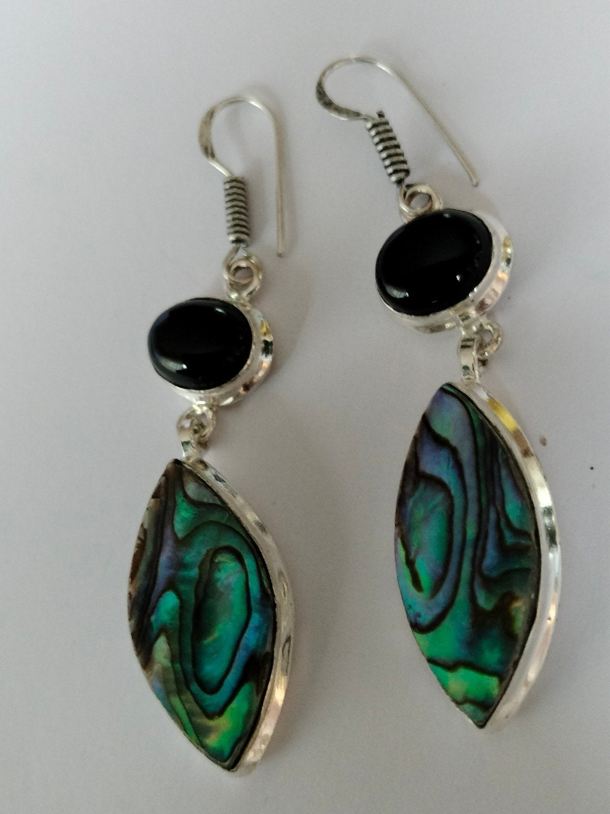 zilveren oorbellen met shellabone en zwart onyx, Sieraden, Tassen en Uiterlijk, Hangers, Verzenden, Zwart, Nieuw