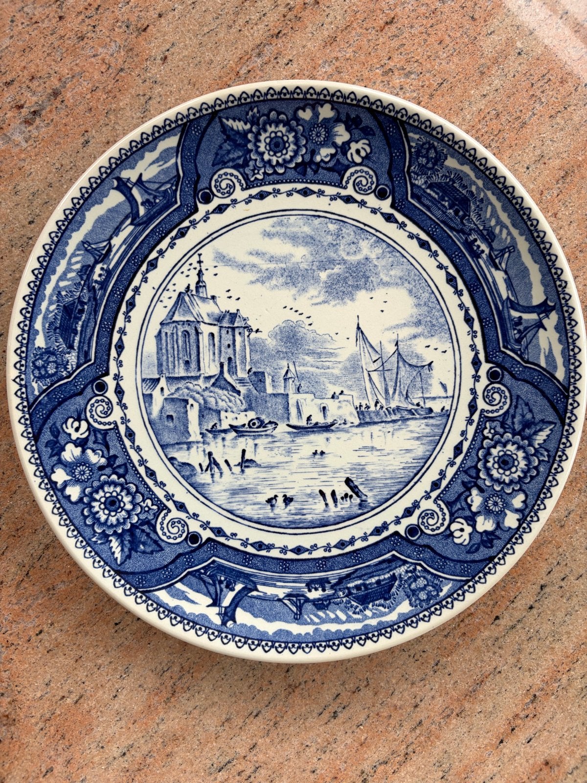 Antiek Delfts Blauw hangBord - Royal Sphinx Maastricht, Ophalen of Verzenden