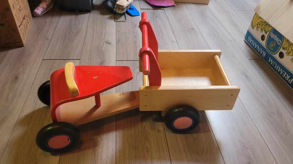 Houten bakfiets loopfiets voor dreumes/peuter, Ophalen of Verzenden, Zo goed als nieuw, Loopfiets