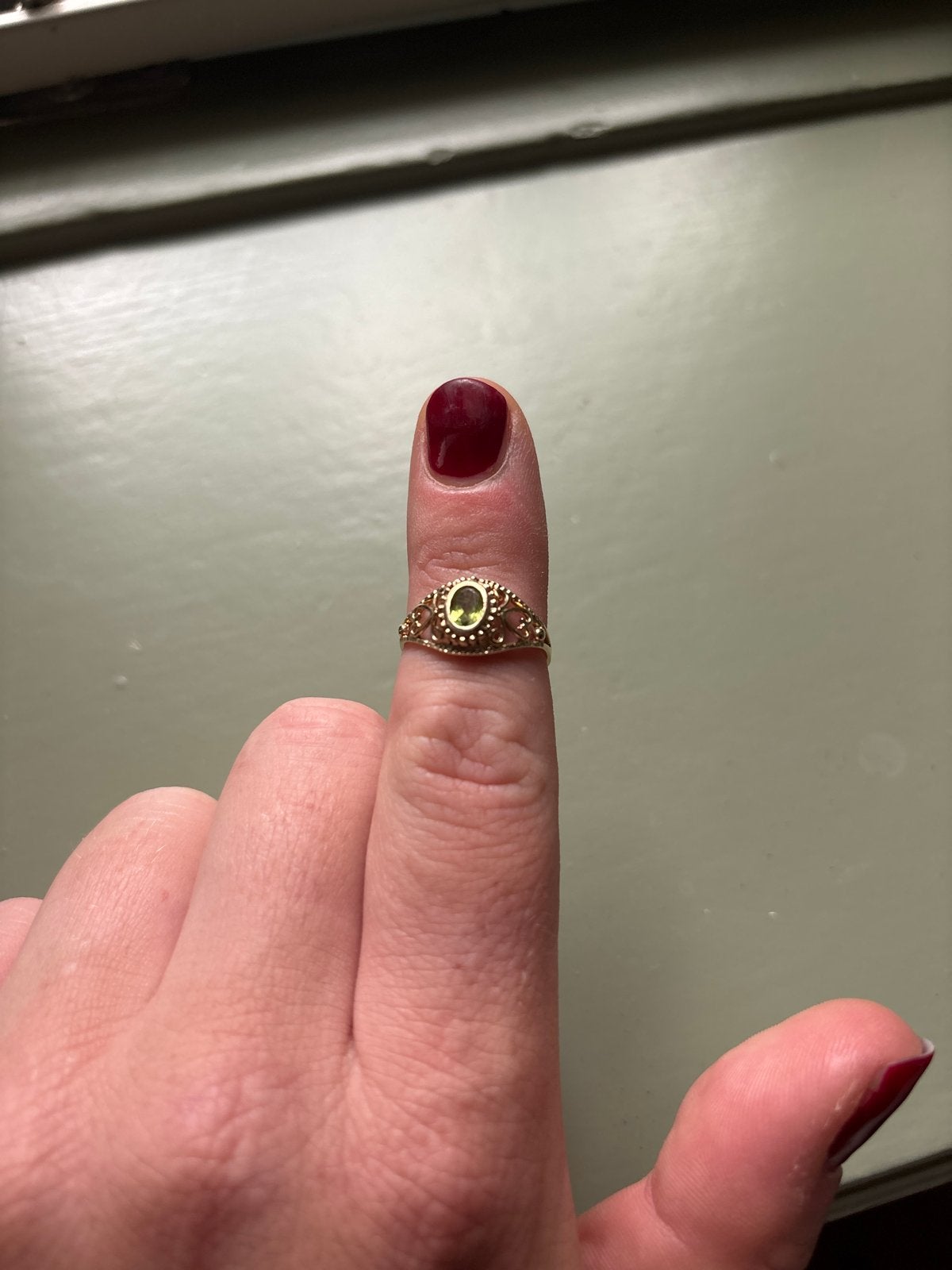9K Art Deco Gouden Ring, Maat 16.5, Ophalen of Verzenden, Met edelsteen, Dame, Goud