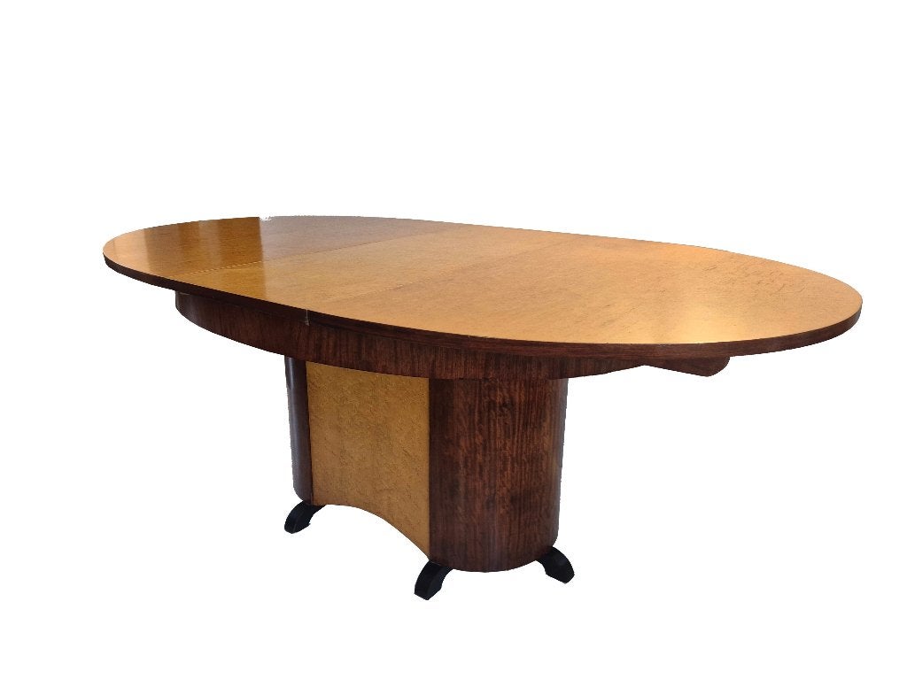 Schitterende vintage Art-Deco uitschuifbare design eettafel, Ophalen, Gebruikt, Hout, Overige stijlen