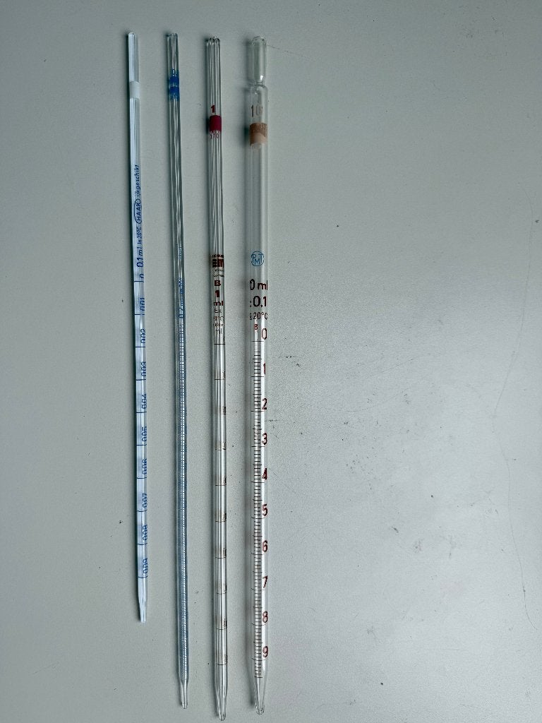 Meetpipettenset(4x) gegradueerd(laboratorium), Ophalen of Verzenden, Nieuw, Overige typen