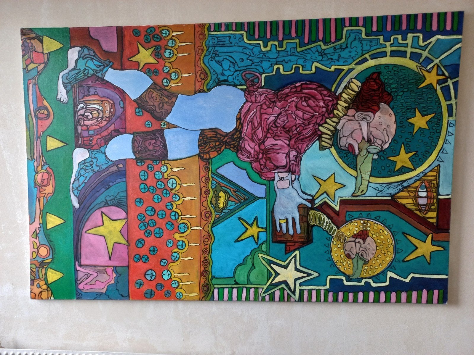 Levendig Abstract Kunstwerk: Dromen en Hersenen, Antiek en Kunst, Kunst | Schilderijen | Abstract, Ophalen