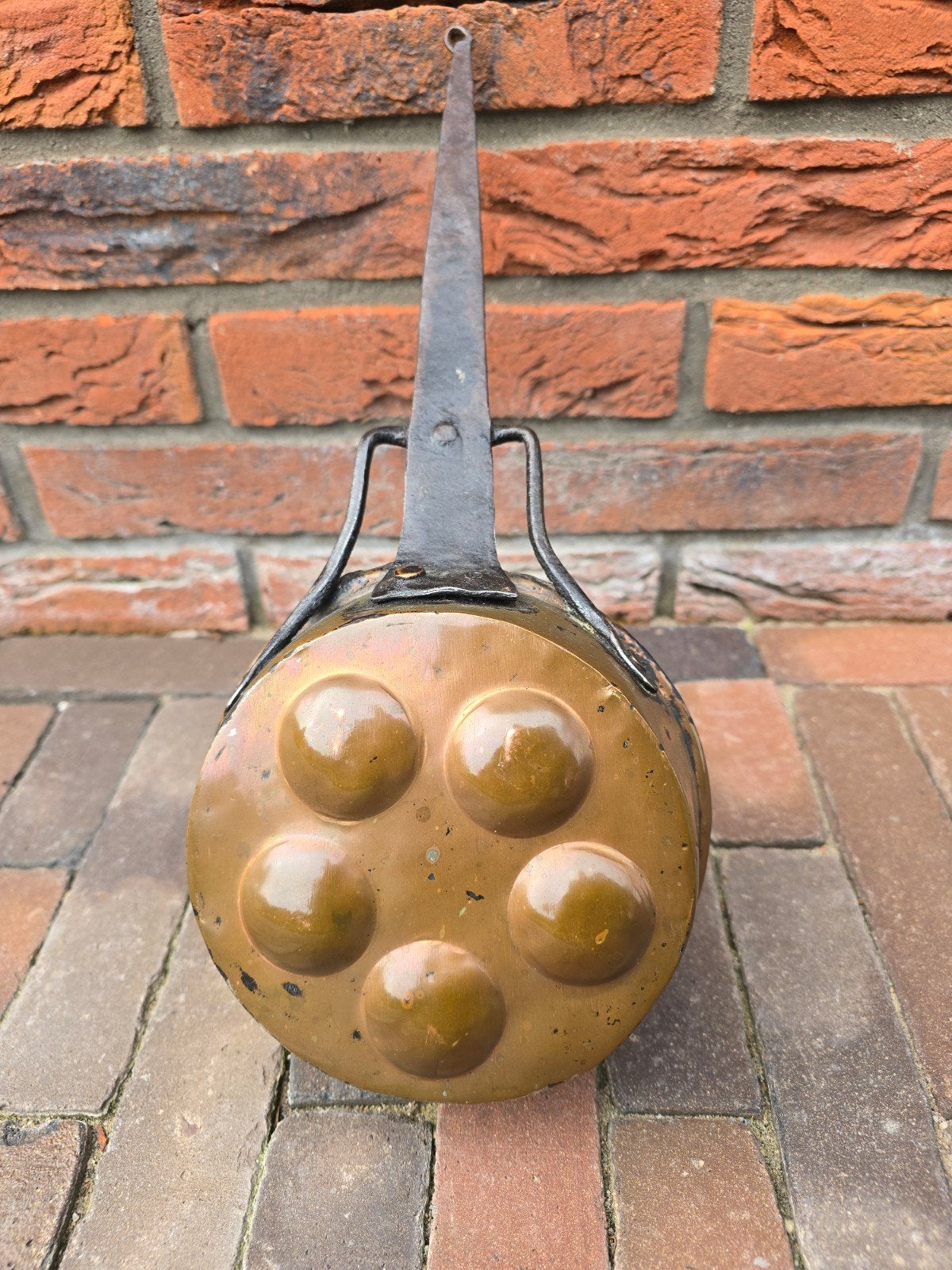 Antiek 18de eeuwse koperen poffertjespan of escargotpan, Ophalen of Verzenden, Koper