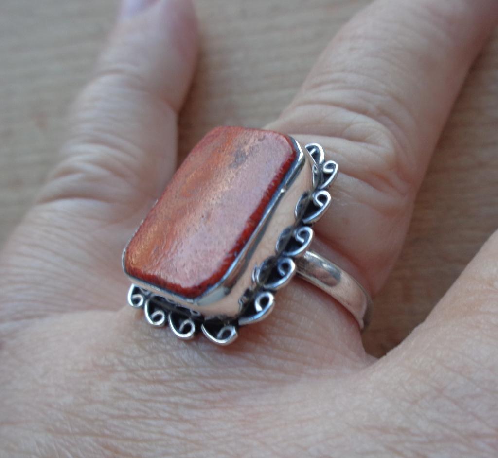 zilveren ring met natuurlijke jaspis [851], 18 tot 19, Verzenden, Zo goed als nieuw, Dame