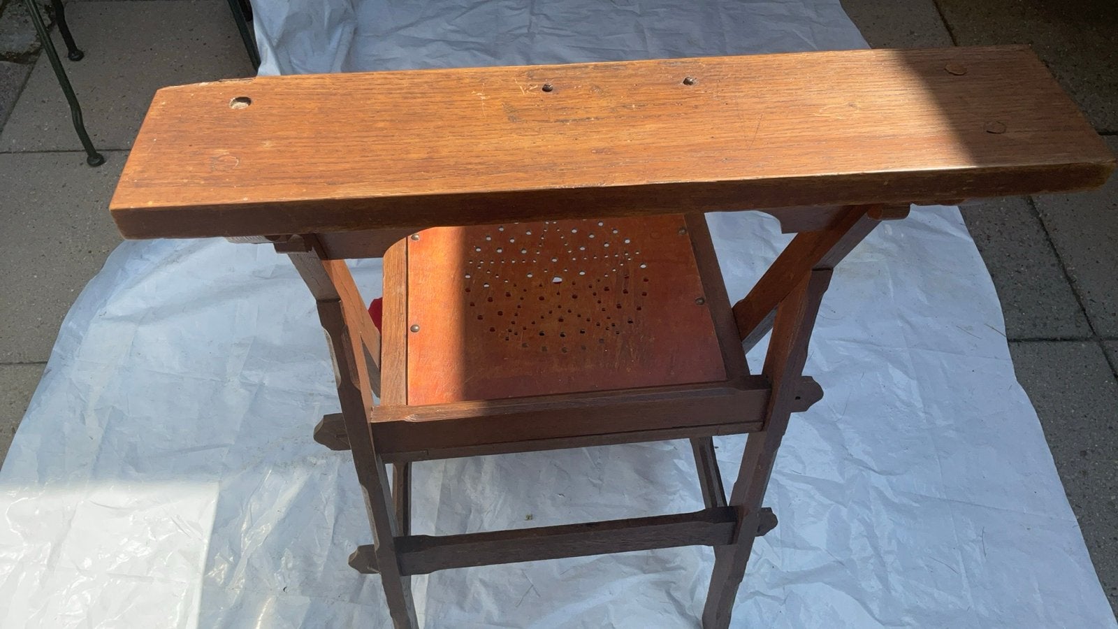 Antieke bidstoel/knielbankje - Hout met rood fluweel, Antiek en Kunst, Ophalen