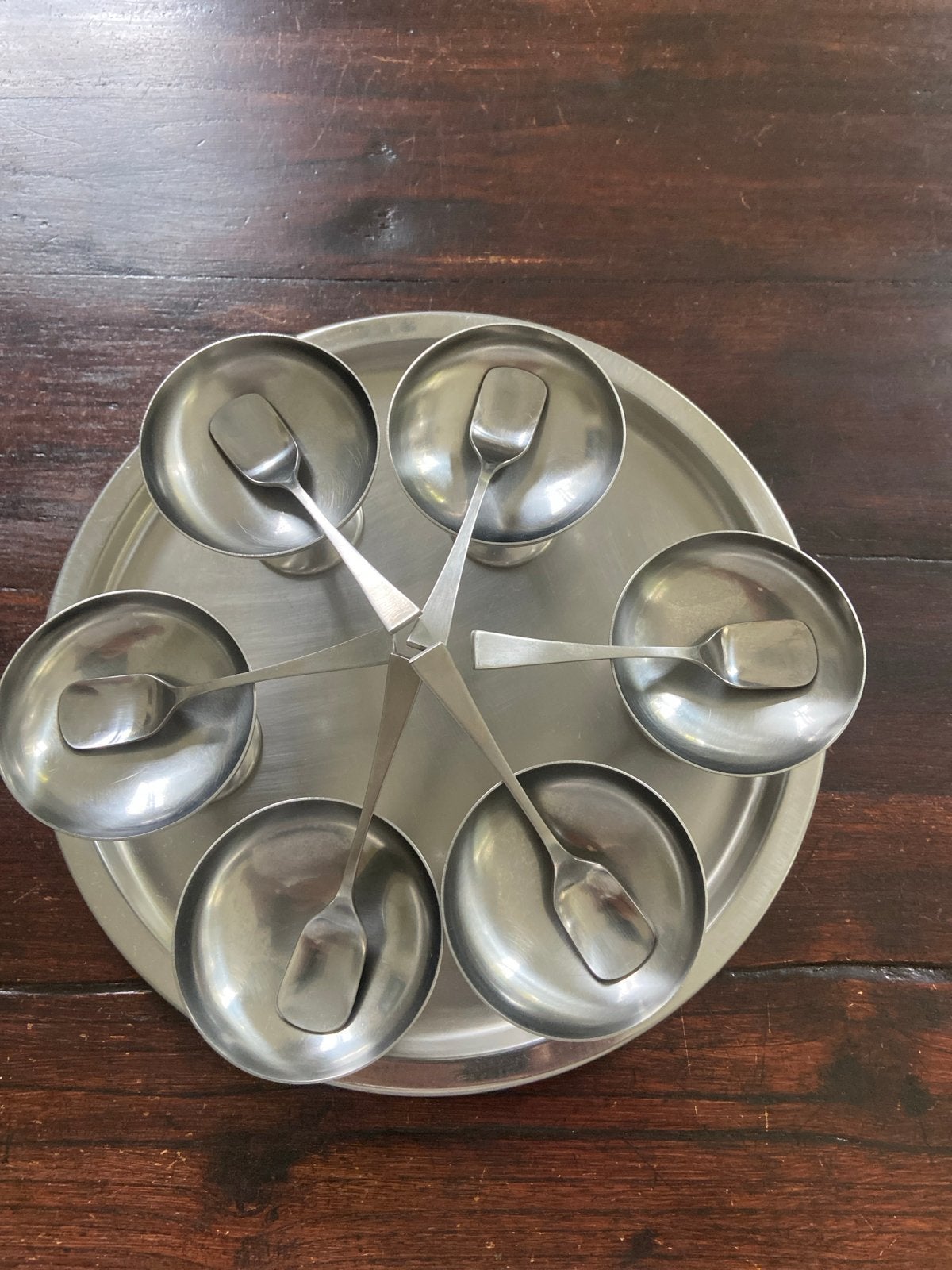 Art Deco ijscoupeset met dienblad en lepels, Ophalen of Verzenden