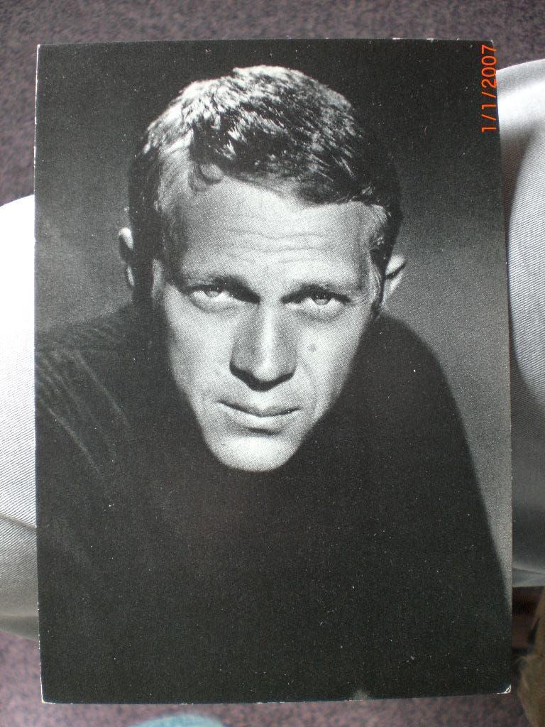 kaart Steve McQueen, Ophalen of Verzenden, 1960 tot 1980, Ongelopen, Sterren en Beroemdheden