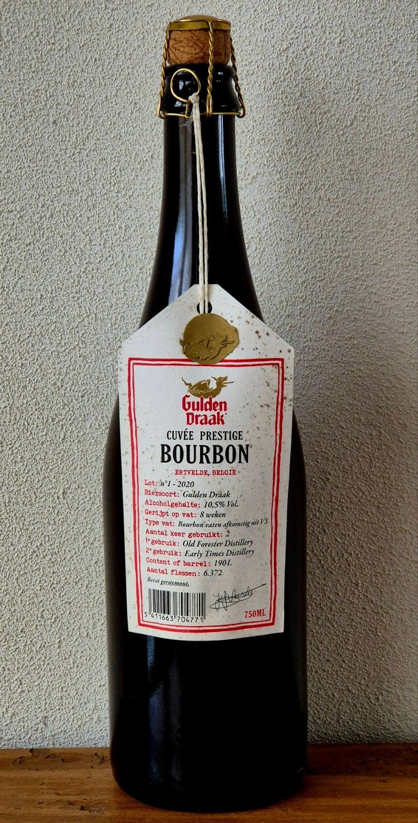 fles bier Gulden Draak Cuvée Prestige Bourbon Barrel Aged, Verzamelen, Ophalen of Verzenden, Zo goed als nieuw, Flesje(s), Overige merken