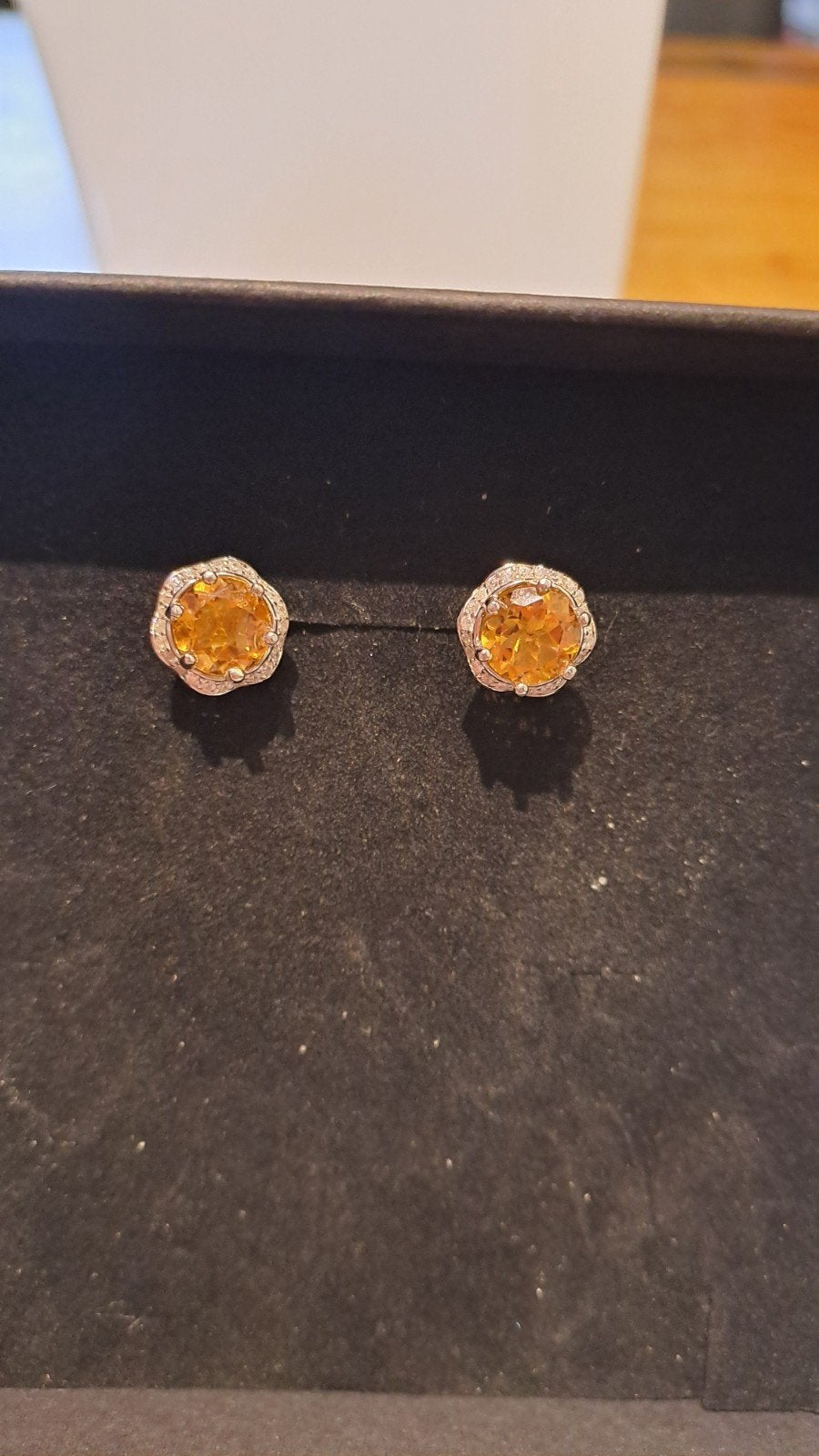 925 Zilver Citrien Diamant Oorstekers, Ophalen of Verzenden, Nieuw, Zilver