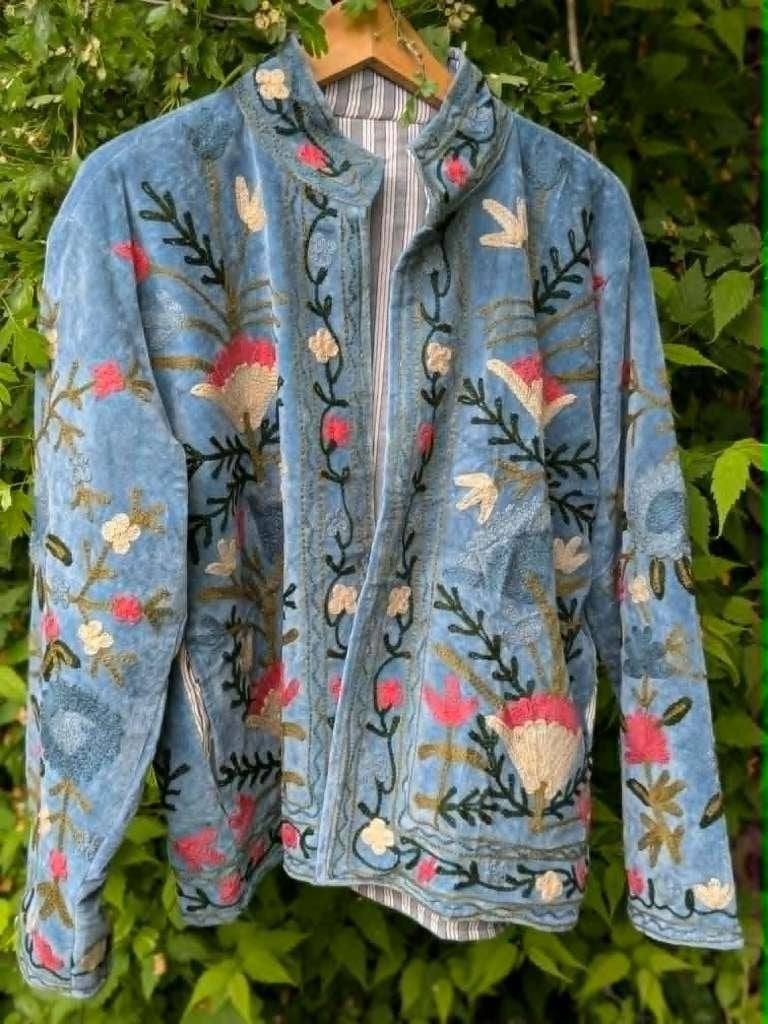 Práchtig Suzani fluwelen jasje maat L, Blauw, Maat 42/44 (L), Nieuw, Ophalen of Verzenden
