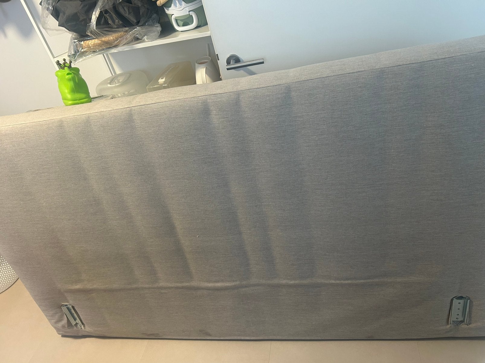 Hoofdbord beige (grijs) 200x115x12, Ophalen, Zo goed als nieuw, Tweepersoons, Overige maten