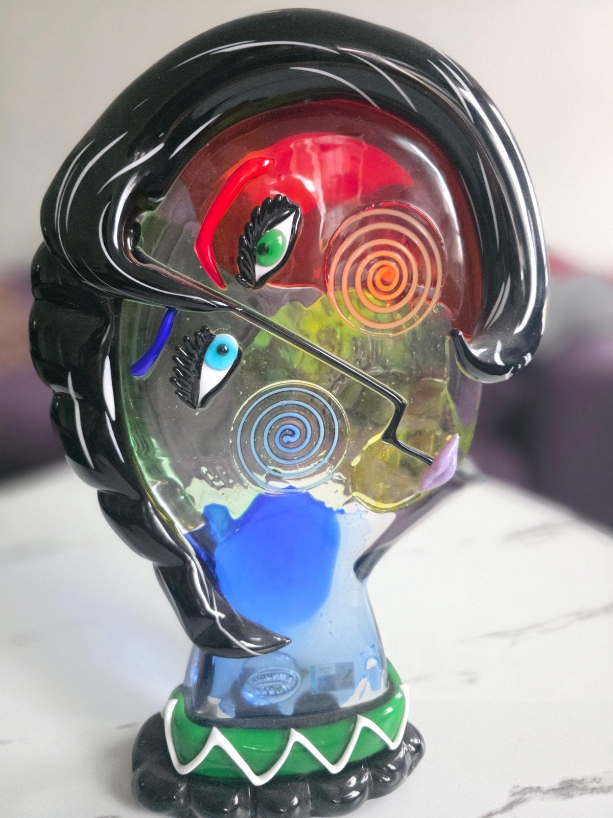 Murano Glas Picasso Gezicht Sculptuur - Italiaanse Kunst, Ophalen of Verzenden