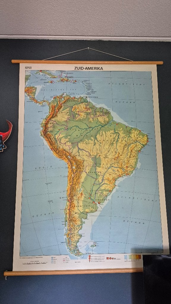 School poster Zuid-Amerika, Ophalen, Rechthoekig Staand, Met lijst, Deurposter of groter