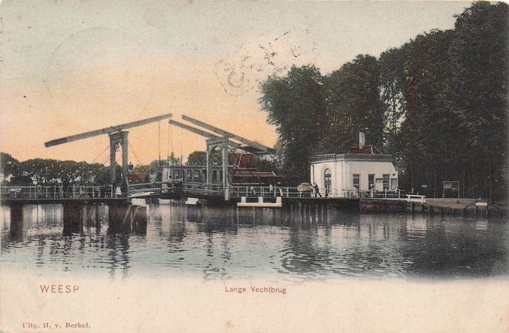 703-010-009 Weesp Lange Vechtbrug, Verzamelen, Ansichtkaarten | Nederland, Verzenden, Voor 1920, Noord-Holland