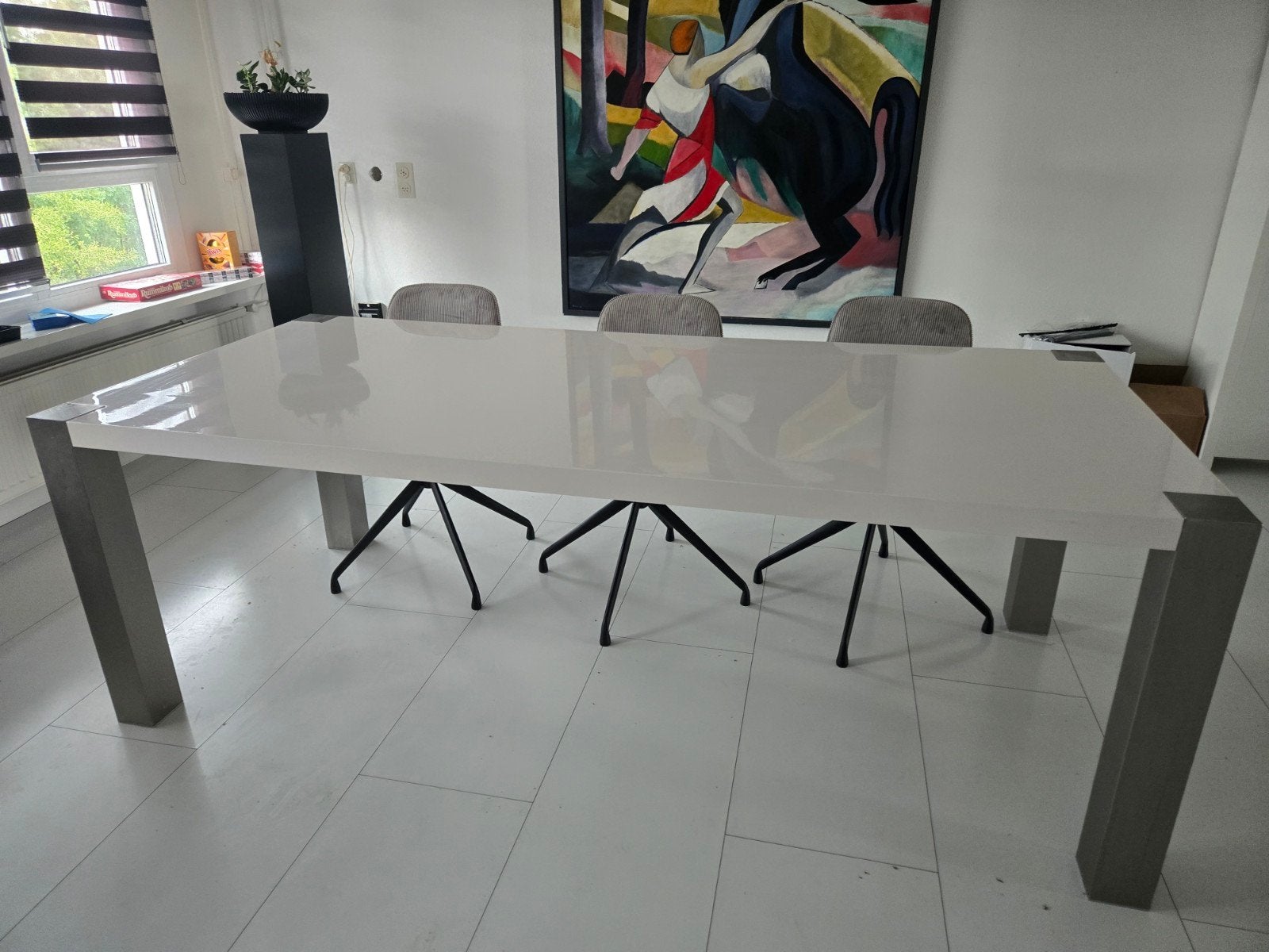 Zitmaxx Eettafel Wit 220x100 cm - Modern Design, Ophalen, Gebruikt, 100 tot 150 cm, Overige materialen