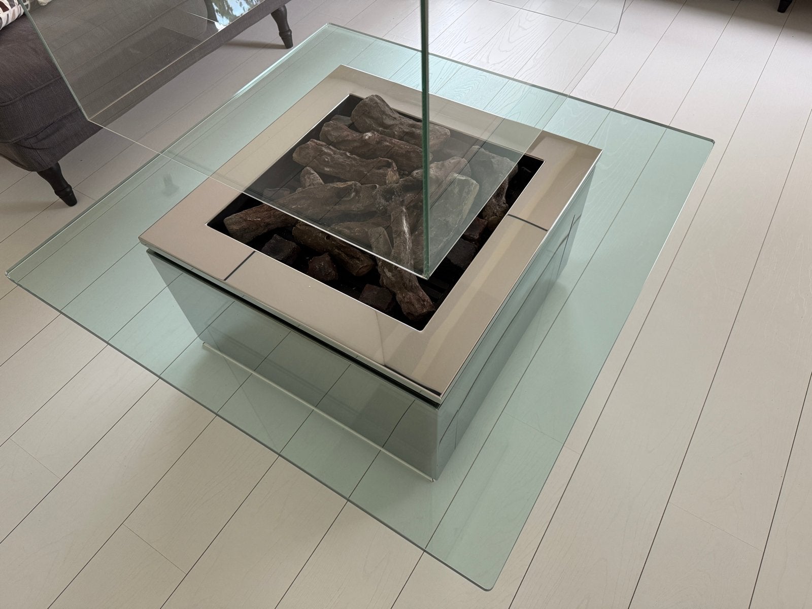 Design glazen gashaard, Huis en Inrichting, Haarden, Ophalen, Gebruikt, Vrijstaande haard, Gashaard