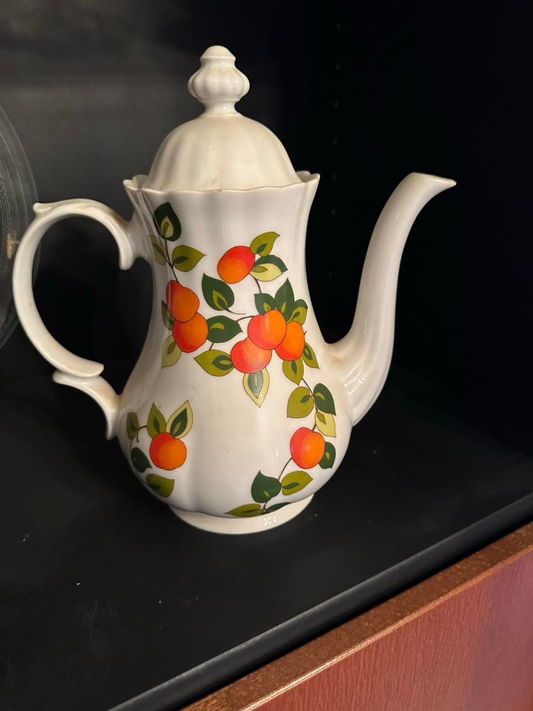 Vintage Wunsiedel Bavaria Porseleinen Koffiepot Sinaasappels, Antiek en Kunst, Antiek | Porselein, Ophalen of Verzenden