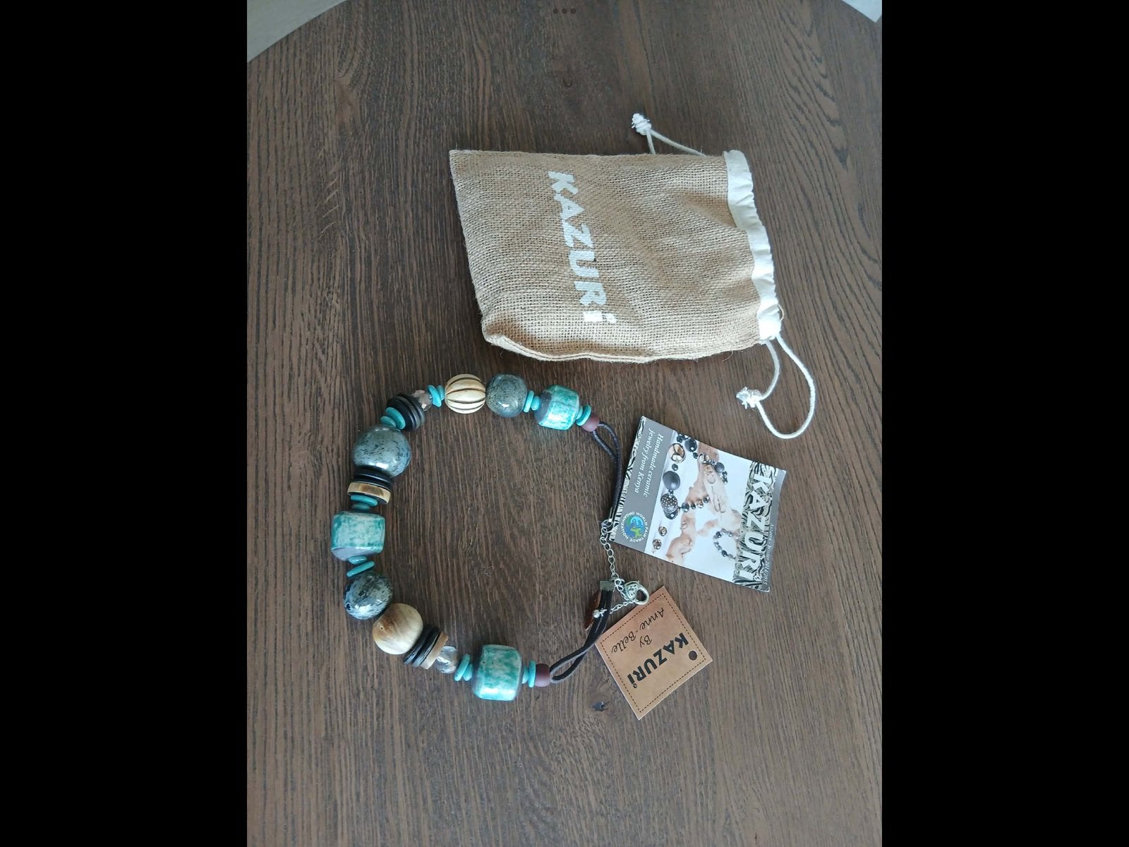Handgemaakte ceramic ketting, Verstelbaar, Ophalen of Verzenden, Zo goed als nieuw, Steen of Mineraal